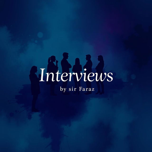 A full-size book cover design for the title 'Interviews' by Sir Faraz, featuring an abstract, modern style