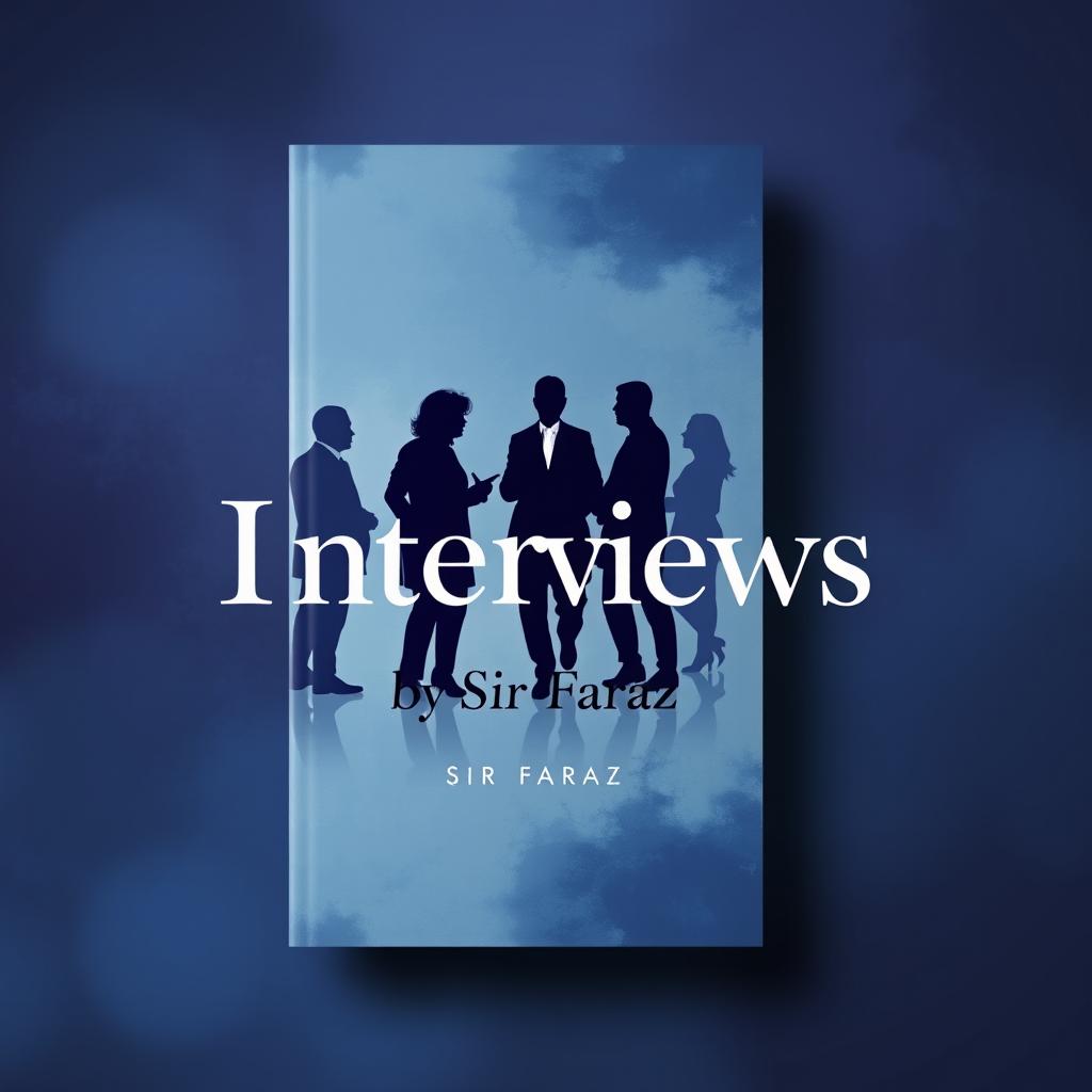 A full-size book cover design for the title 'Interviews' by Sir Faraz, featuring an abstract, modern style