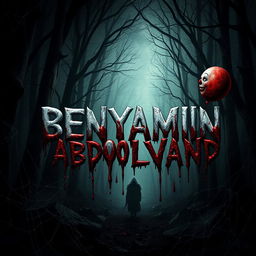 The name BENYAMIN ABDOLVAND depicted in a chilling and horror-themed style, featuring elements of a cursed clown reminiscent of Pennywise