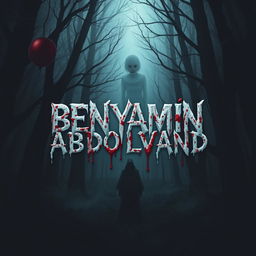 The name BENYAMIN ABDOLVAND depicted in a chilling and horror-themed style, featuring elements of a cursed clown reminiscent of Pennywise