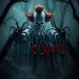 A spooky clown resembling Pennywise, embodying a spirit of ghosts, reigning ominously