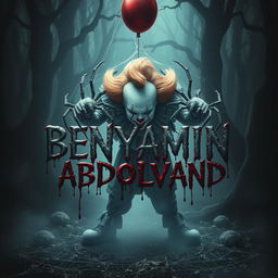A spooky clown resembling Pennywise, embodying a spirit of ghosts, reigning ominously