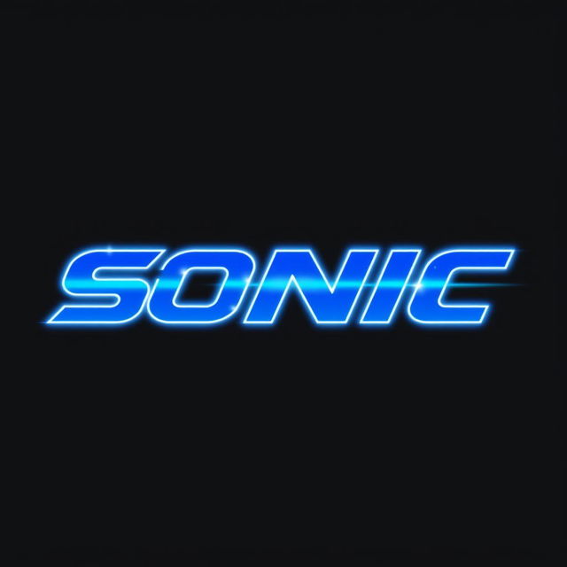 A logo design featuring the word 'SONIC' in a vibrant blue color against a black background