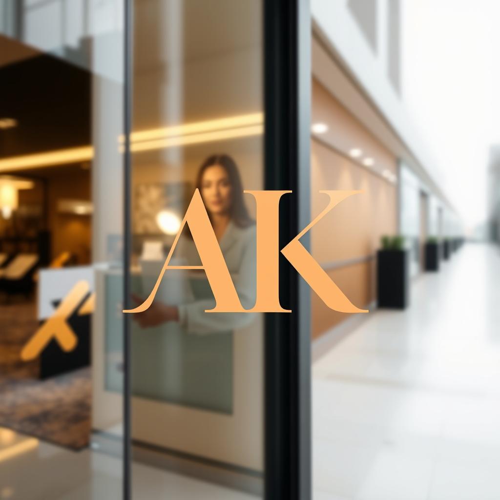 A stylish and elegant business logo featuring the text "AK" integrated seamlessly into the existing picture