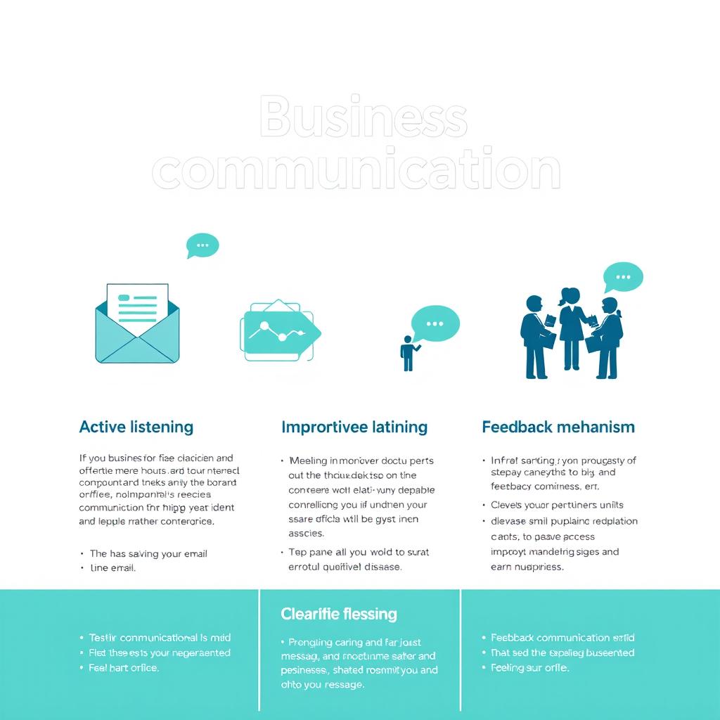 A professional business communication poster that emphasizes the importance of effective communication within a corporate environment