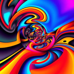 A stunning optical illusion artwork featuring a vibrant and colorful abstract design, where shapes twist and blend seamlessly into one another, creating a mesmerizing depth