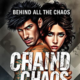 A book cover featuring an intense, passionate couple embodying the theme 'Behind All the Chaos'