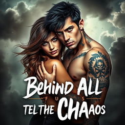 A realistic book cover featuring an intense and passionate couple that embodies the theme 'Behind All the Chaos'