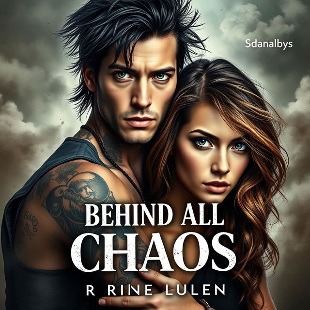 A realistic book cover featuring an intense and passionate couple that embodies the theme 'Behind All the Chaos'