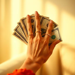 A close-up shot of a female hand elegantly displaying a few U