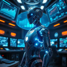 A sleek, futuristic, and intelligent robot named I