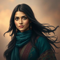 A captivating portrait of Mahsa Amini, portraying her strength and resilience