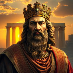 A majestic portrayal of Cyrus the Great, the founder of the Persian Empire