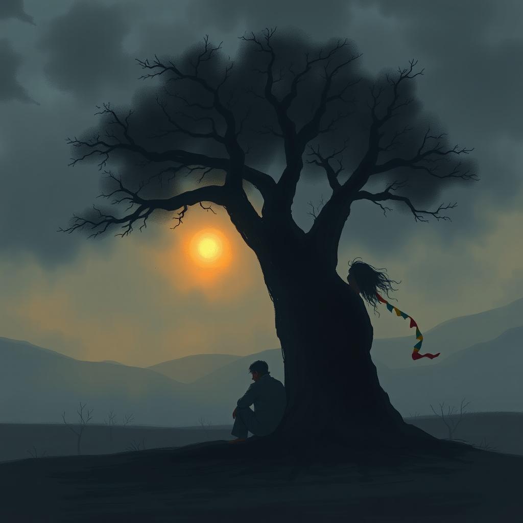 An emotional and poetic illustration inspired by a Nepali song