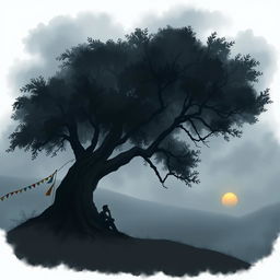 An emotional and poetic illustration inspired by a Nepali song