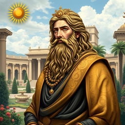 A detailed artistic representation of Cyrus the Great, the founder of the Achaemenid Empire