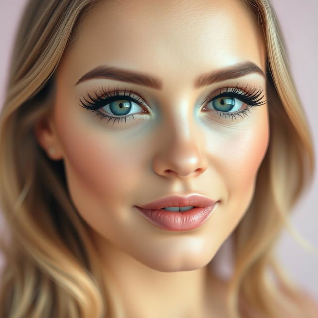 A portrait of a woman with exceptionally long, beautifully curled, and dramatic eyelash extensions that frame her eyes, showcasing a captivating gaze