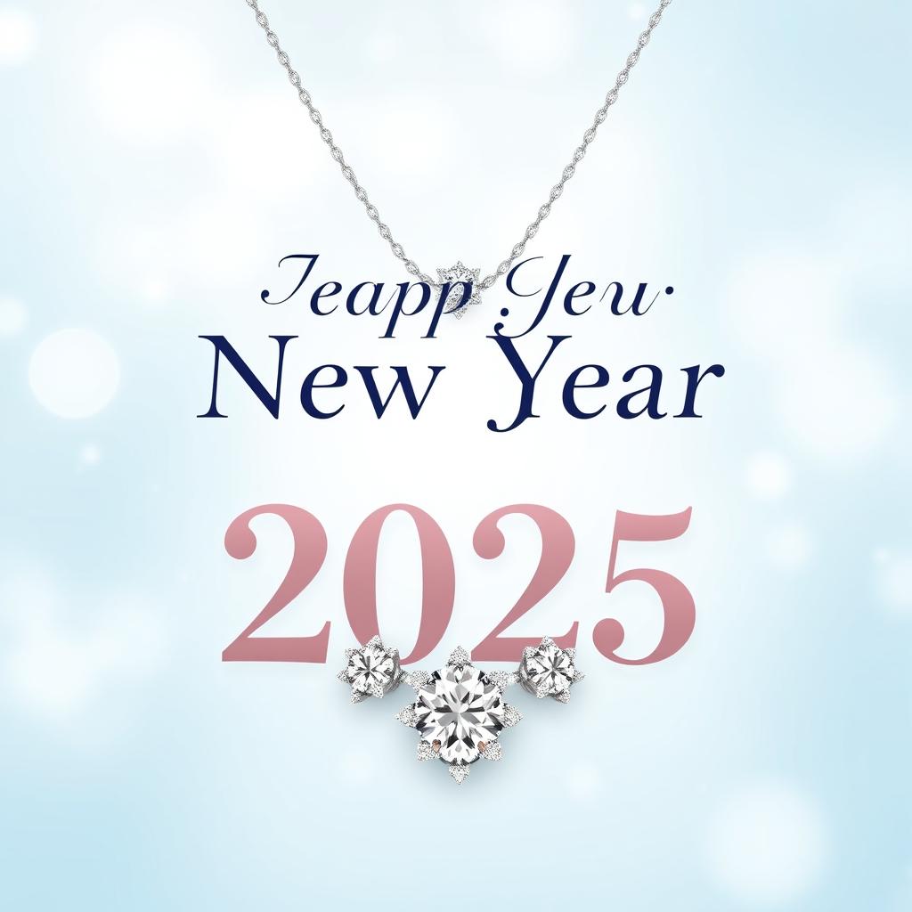 A festive Happy New Year 2025 card design for Anita Jewels, showcasing 'Happy New Year 2025' in large, elegant font