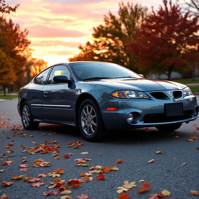 A 2006 Oldsmobile Cutlass Ciera parked on a picturesque street during sunset