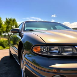 A detailed image of a 2000 Pontiac 6000, showcasing its distinct features such as the sporty design, sleek curves, and classic Pontiac grille
