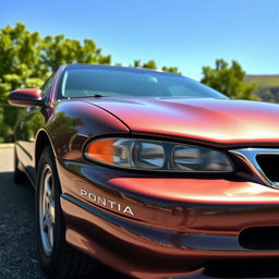 A detailed image of a 2000 Pontiac 6000, showcasing its distinct features such as the sporty design, sleek curves, and classic Pontiac grille