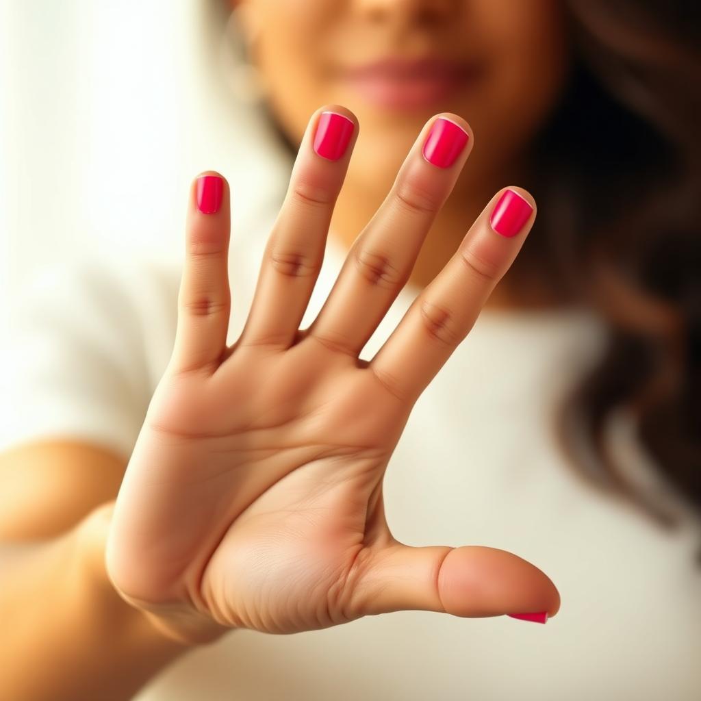 A close-up shot of a person of Hispanic descent elegantly forming the letter 'C' with their fingers