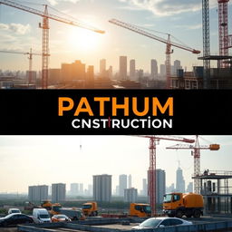 A professional cover photo for a construction company named 'Pathum Construction'