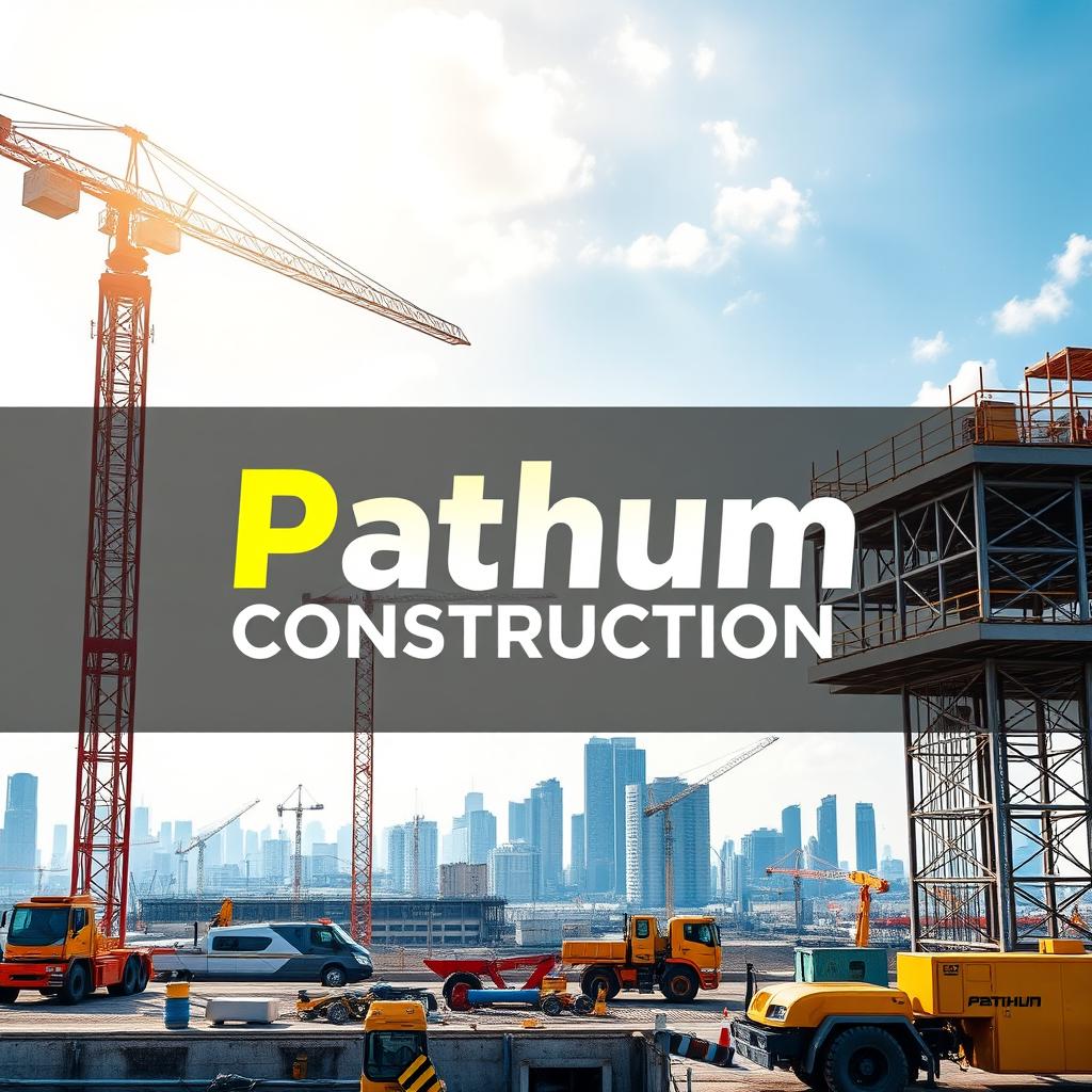 A professional cover photo for a construction company named 'Pathum Construction'