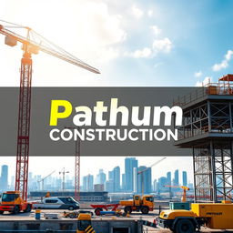 A professional cover photo for a construction company named 'Pathum Construction'