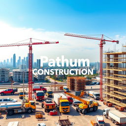 A professional cover photo for a construction company named 'Pathum Construction'