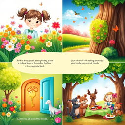 A colorful children's story featuring four illustrations