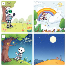 A delightful children's comic strip with four images