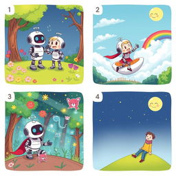 A delightful children's comic strip with four images