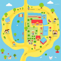 A colorful, inviting school map designed specifically for children
