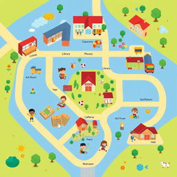 A colorful, inviting school map designed specifically for children