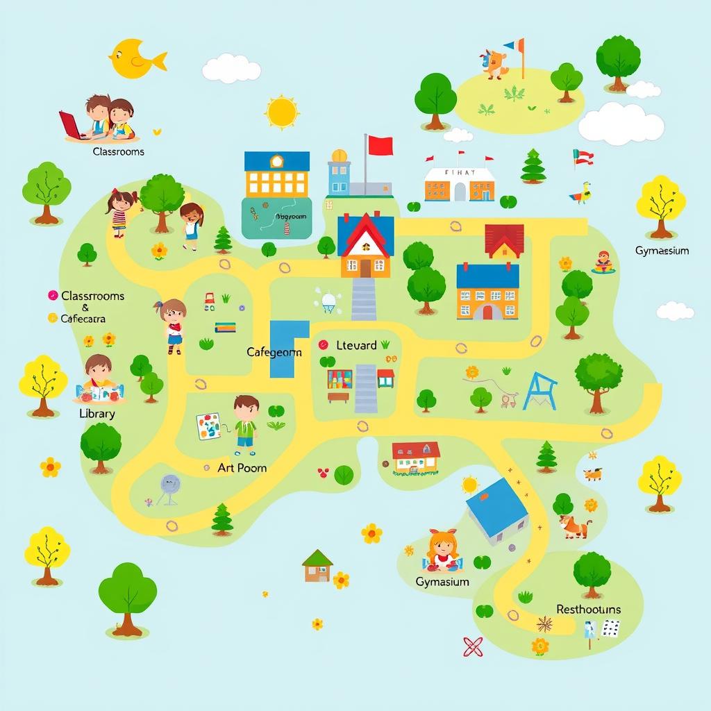 A colorful, inviting school map designed specifically for children