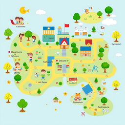 A colorful, inviting school map designed specifically for children