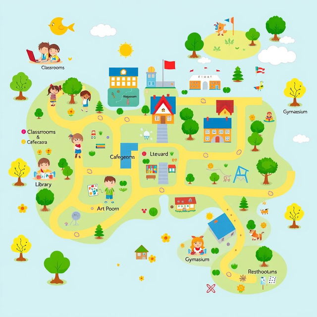 A colorful, inviting school map designed specifically for children