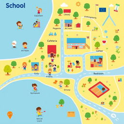 A colorful, inviting school map designed specifically for children