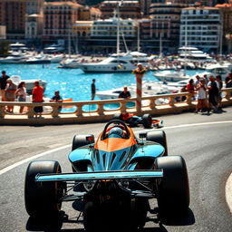 A thrilling scene of a driver racing a McLaren MP4-26 Formula 1 car on the iconic streets of Monaco