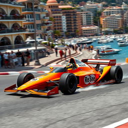 A thrilling scene of a driver racing a McLaren MP4-26 Formula 1 car on the iconic streets of Monaco