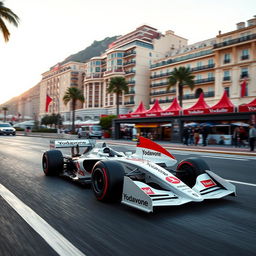 A stunning Formula 1 car racing through the iconic streets of Monaco
