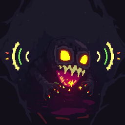 A digital scary noisy creature inspired by 8-bit video games