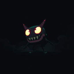 A digital noisy creature reminiscent of an 8-bit video game, set against a dark background