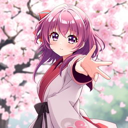 A stunning anime girl with vibrant hair in a stylish Japanese outfit, striking a dynamic pose