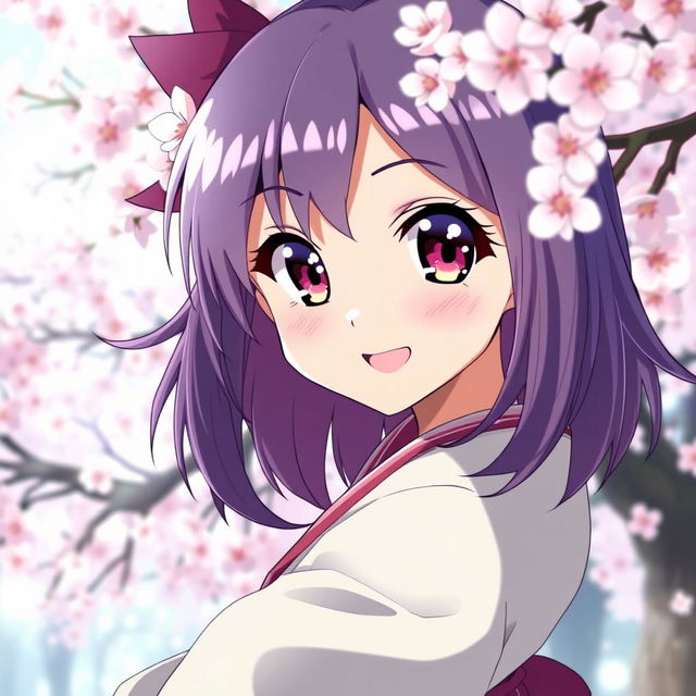 A stunning anime girl with vibrant hair in a stylish Japanese outfit, striking a dynamic pose