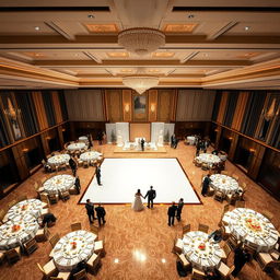 A luxurious wedding hall measuring 24 meters in width, 16 meters in length, and 5 meters high, featuring an area of 384 square meters