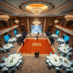A luxurious wedding hall measuring 24 meters in width, 16 meters in length, and 5 meters high, featuring an area of 384 square meters