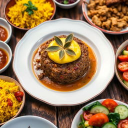 A beautifully arranged bobotie dish served in a traditional South African setting