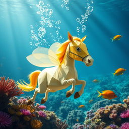 A whimsical creature resembling a horse but with the head of a bee and delicate wings made of toilet paper